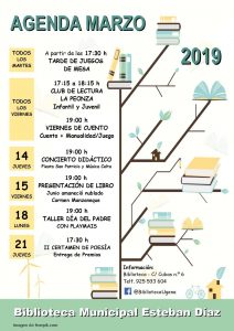 AGENDA MARZO 2017 BIBLIOTECA ESTEBAN DIAZ